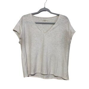 Madewell Whisper Cotton V-Neck Tee Oyster White Size: M